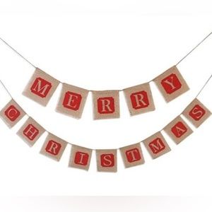 Merry Christmas Jute Burlap Banner *New*